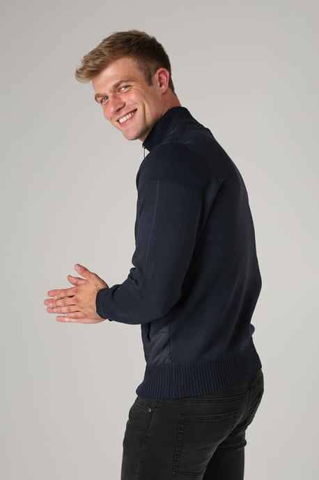 Blue Quilted Fleece Lined Zip-Through Cardigan - Image 5