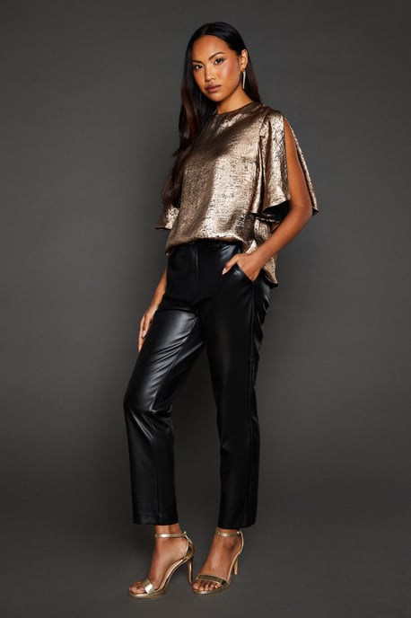 Sleeve Detail Metallic Top - Image 2