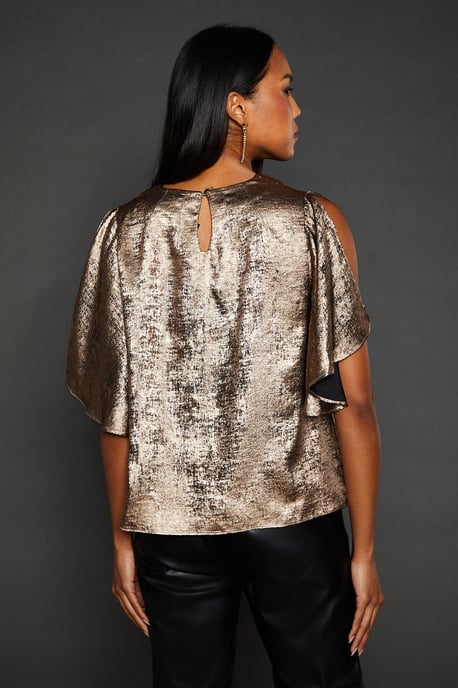 Sleeve Detail Metallic Top - Image 3