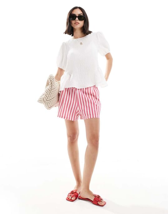 ASOS DESIGN multi-functional puff sleeve blouse in off white - Image 4