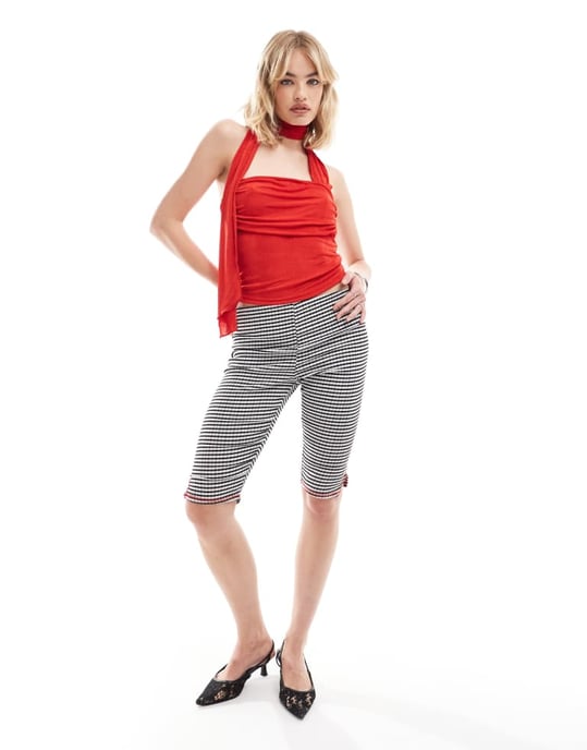 Extro & Vert tie neck bandeau top in red - Image 2