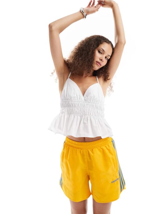 Noisy May ruche detail cami top in white - Image 2