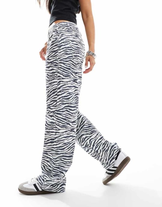 ASOS DESIGN baggy jean in zebra print - Image 4