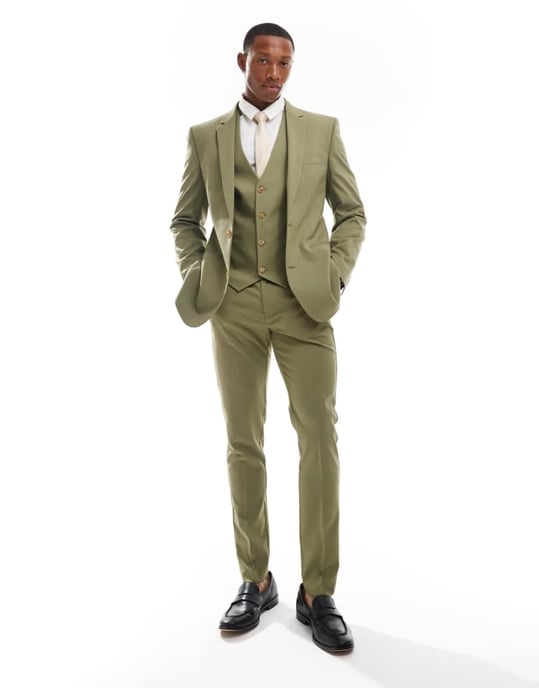 ASOS DESIGN skinny suit trouser in sage - Image 1