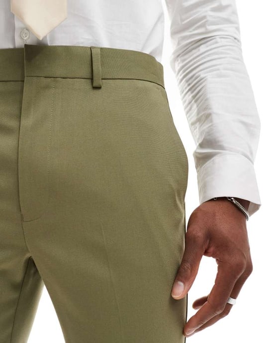 ASOS DESIGN skinny suit trouser in sage - Image 3