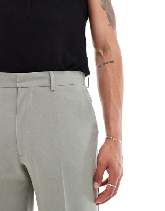 ASOS DESIGN straight crop suit trousers in sage green - Image 3