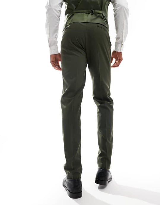 ASOS DESIGN slim suit trouser in khaki - Image 3