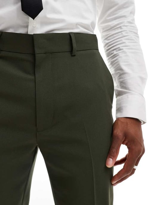 ASOS DESIGN slim suit trouser in khaki - Image 4
