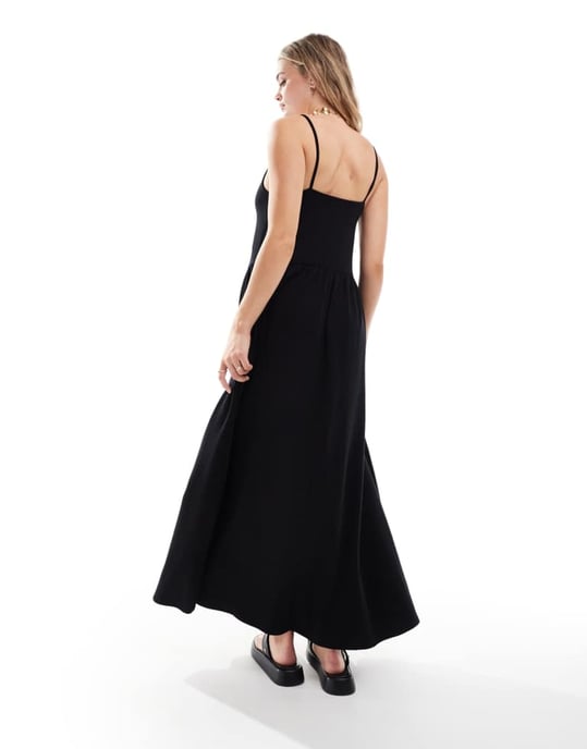 ASOS DESIGN cami with full hem maxi dress in black - Image 2