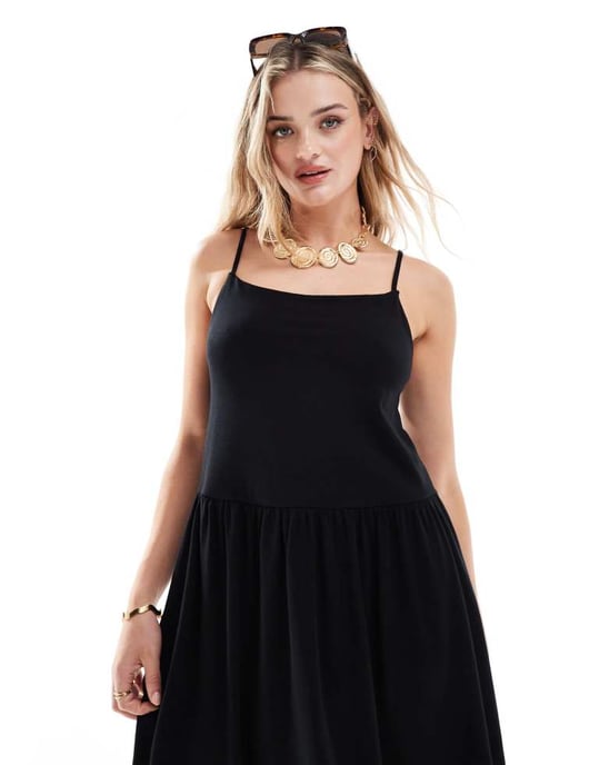 ASOS DESIGN cami with full hem maxi dress in black - Image 4