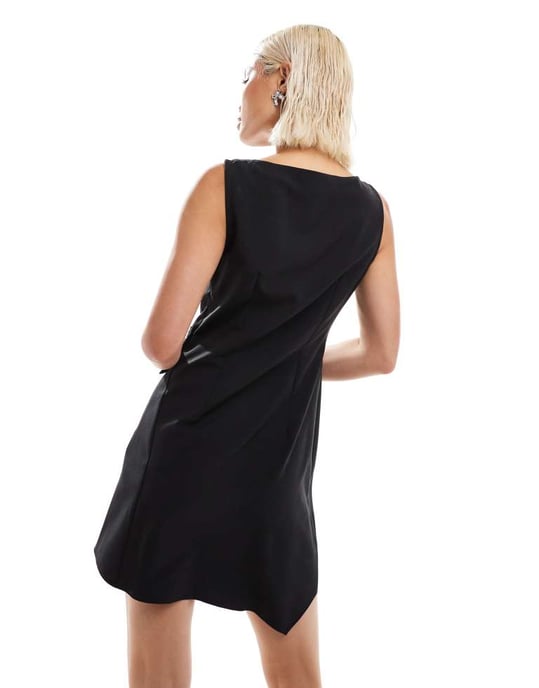 COLLUSION tailored asymmetric hem mini dress with zip detail - Image 4