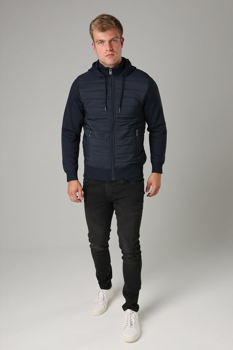 Blue Quilted Zip-Through Jacket With Drawstring Hood - Image 3