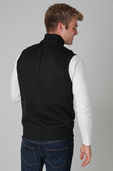 Black Quilted Fleece Lined Zip-Through Gilet - Image 2