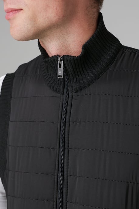 Black Quilted Fleece Lined Zip-Through Gilet - Image 4