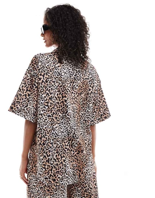 ASOS DESIGN revere shirt co-ord in animal print - Image 2