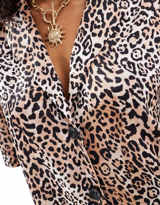 ASOS DESIGN revere shirt co-ord in animal print - Image 3
