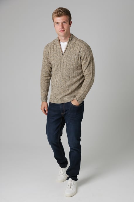 Grey Quarter Zip Rib Knit Jumper - Image 3