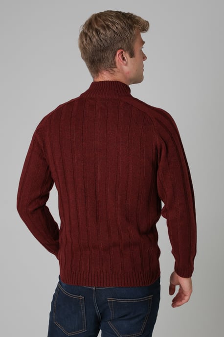 Red Quarter Zip Rib Knit Jumper - Image 2