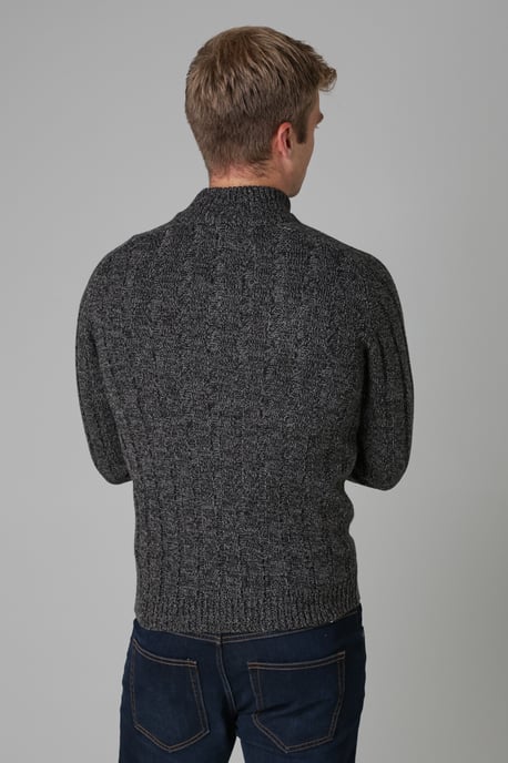 Charcoal Quarter Zip Rib Knit Jumper - Image 2