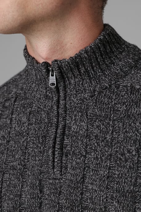 Charcoal Quarter Zip Rib Knit Jumper - Image 4