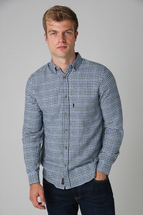 Blue Cotton Printed Long Sleeve Shirt - Image 1