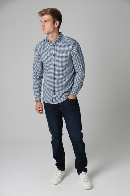 Blue Cotton Printed Long Sleeve Shirt - Image 3