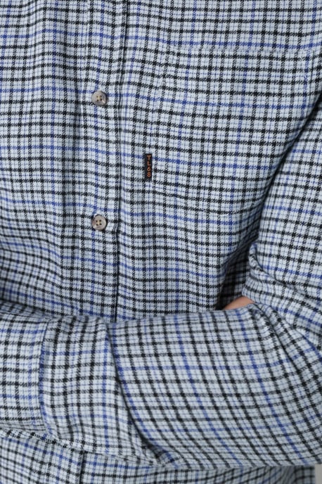 Blue Cotton Printed Long Sleeve Shirt - Image 4