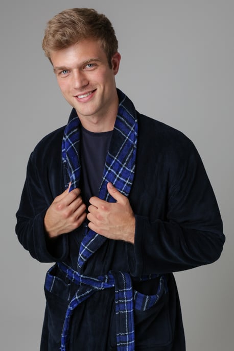 Dark Navy Plush Dressing Gown - Image 3