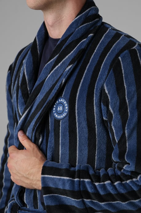 Navy Plush Dressing Gown - Image 3