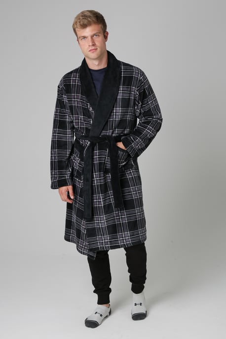 Black Plush Dressing Gown - Image 1