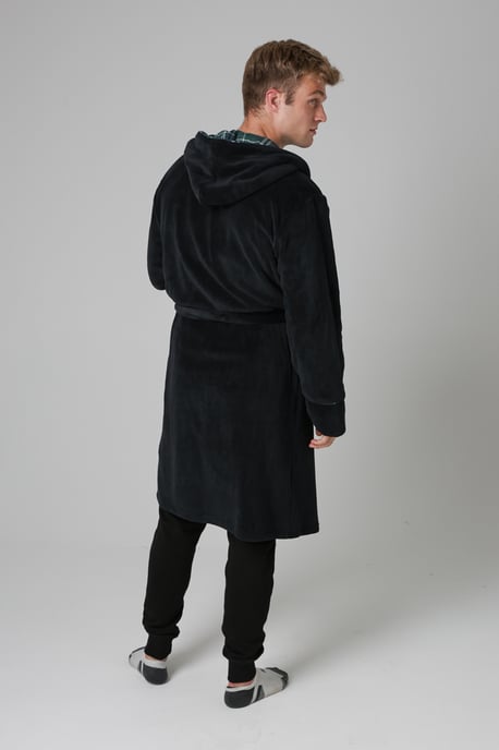 Black Plush Dressing Gown - Image 2
