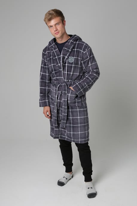 Grey Check Print Dressing Gown - Image 1