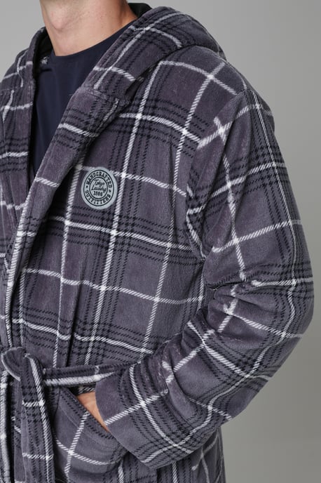Grey Check Print Dressing Gown - Image 3