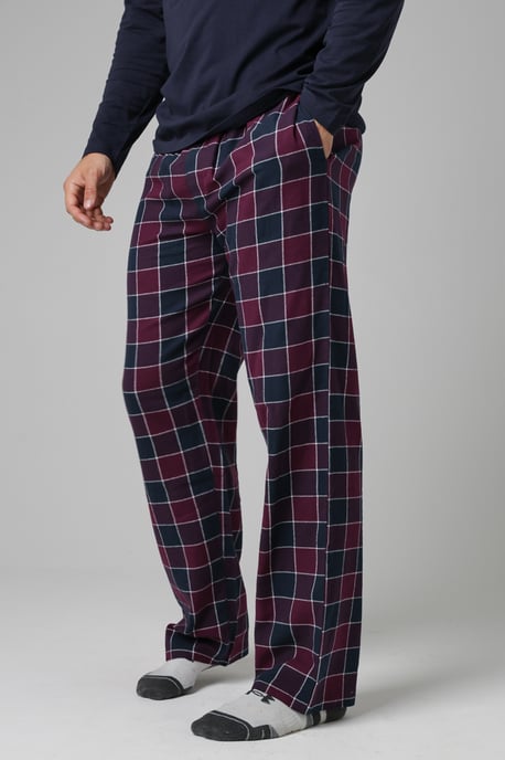 Purple Cotton Checked Pyjama Trousers - Image 1
