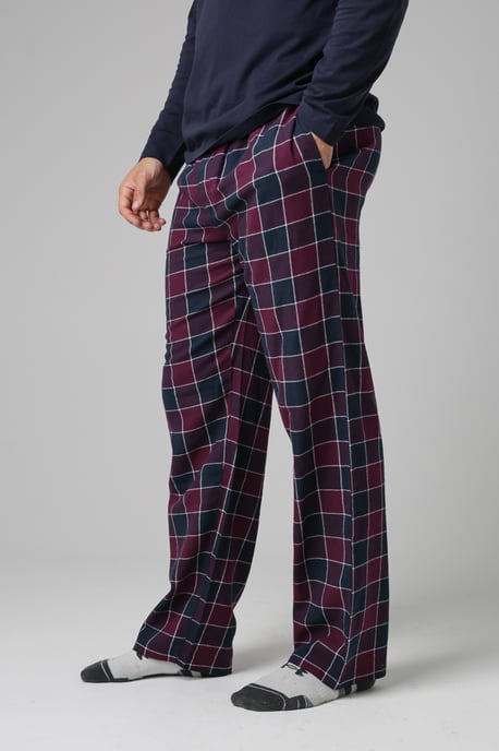 Purple Cotton Checked Pyjama Trousers - Image 4