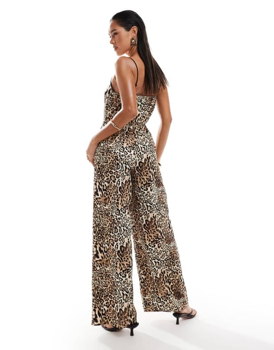 Miss Selfridge satin tie front wide leg jumpsuit - Image 2