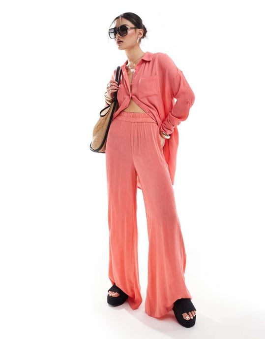 South Beach oversized beach trouser in watermelon - Image 3