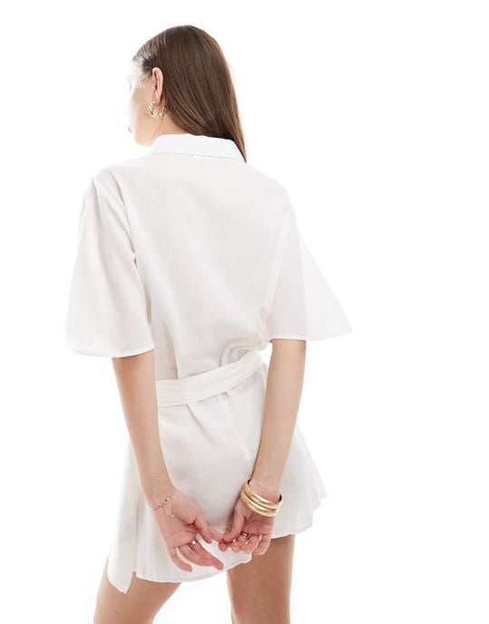 Esmee beach belted playsuit in white - Image 4