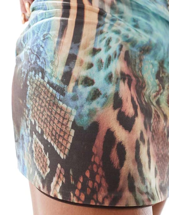ASOS DESIGN co-ord slinky mini skirt in animal print - Image 4