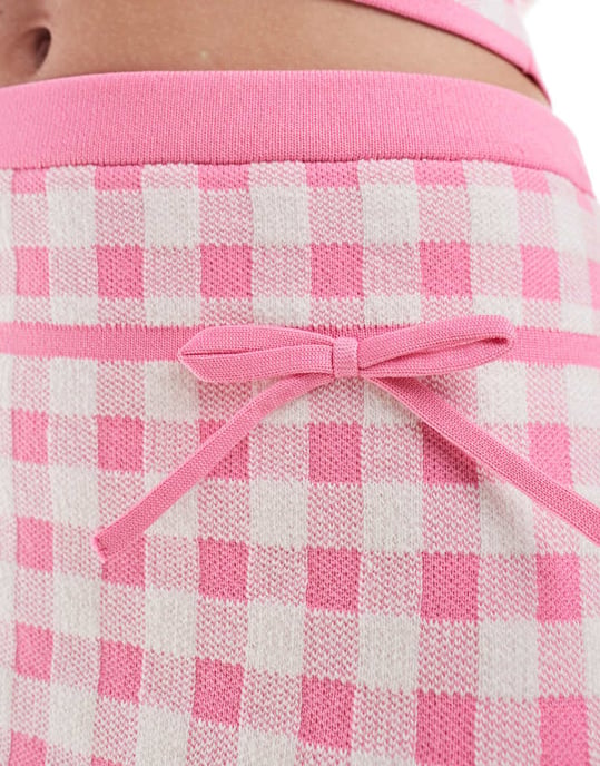Miss Selfridge knitted gingham mini skirt - Image 3
