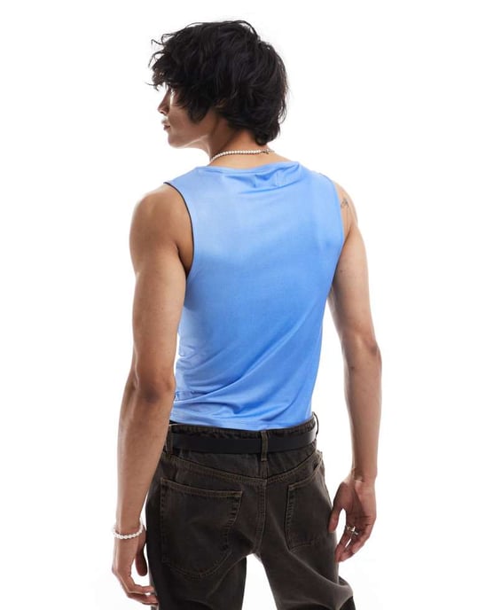COLLUSION Slash neck vest with blue sky print - Image 4
