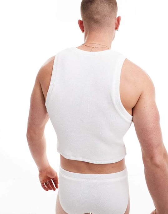 ASOS DESIGN crinkle vest in white - Image 3