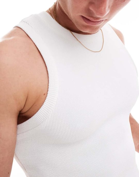 ASOS DESIGN crinkle vest in white - Image 4