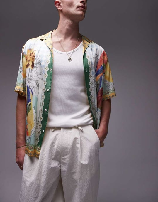 Topman premium wide leg paper bag trousers in ecru - Image 4