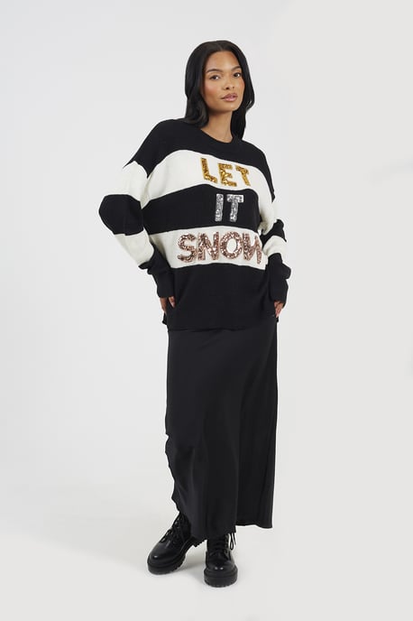 Black Crew Neck Sequin Christmas Jumper - Image 3
