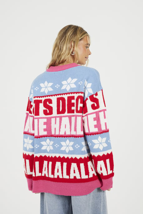 Pink Stripe Slogan Christmas Jumper - Image 2