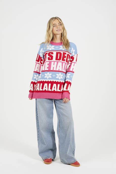 Pink Stripe Slogan Christmas Jumper - Image 3