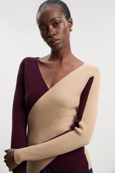Soft Rib Wrap Front Knitted Jumper - Image 2