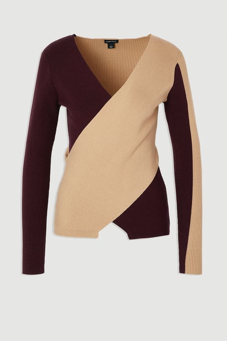 Soft Rib Wrap Front Knitted Jumper - Image 4