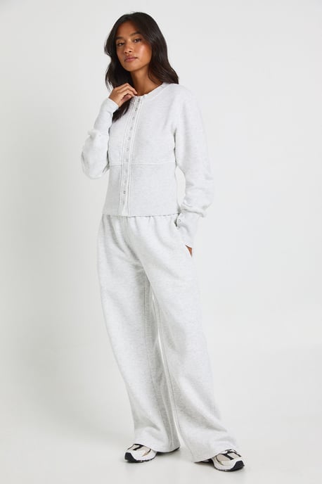 Petite Deep Hem Popper Bomber Sweatshirt Tracksuit - Image 4
